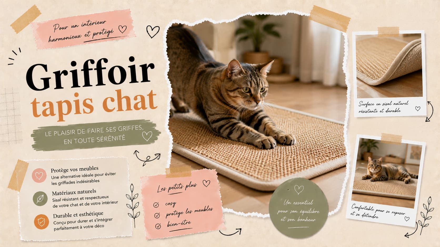 Griffoir pour chat tapis confortable