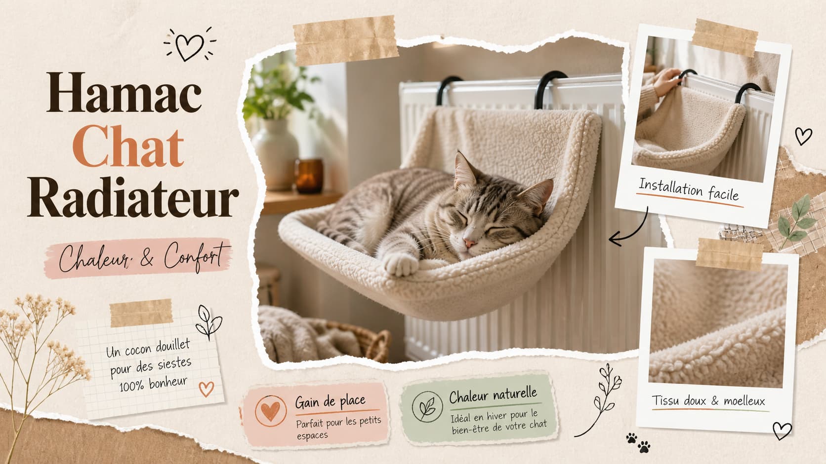 hamac chat radiateur cosy gain de place intérieur moderne