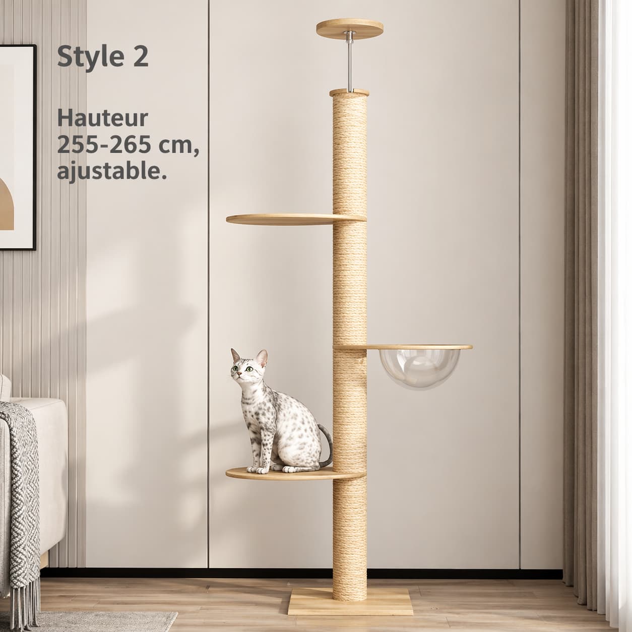 Arbre à chat XXL en bois | ajustable