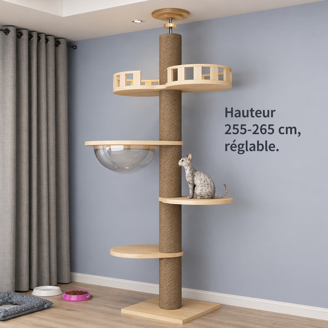 Arbre à chat XXL en bois | ajustable
