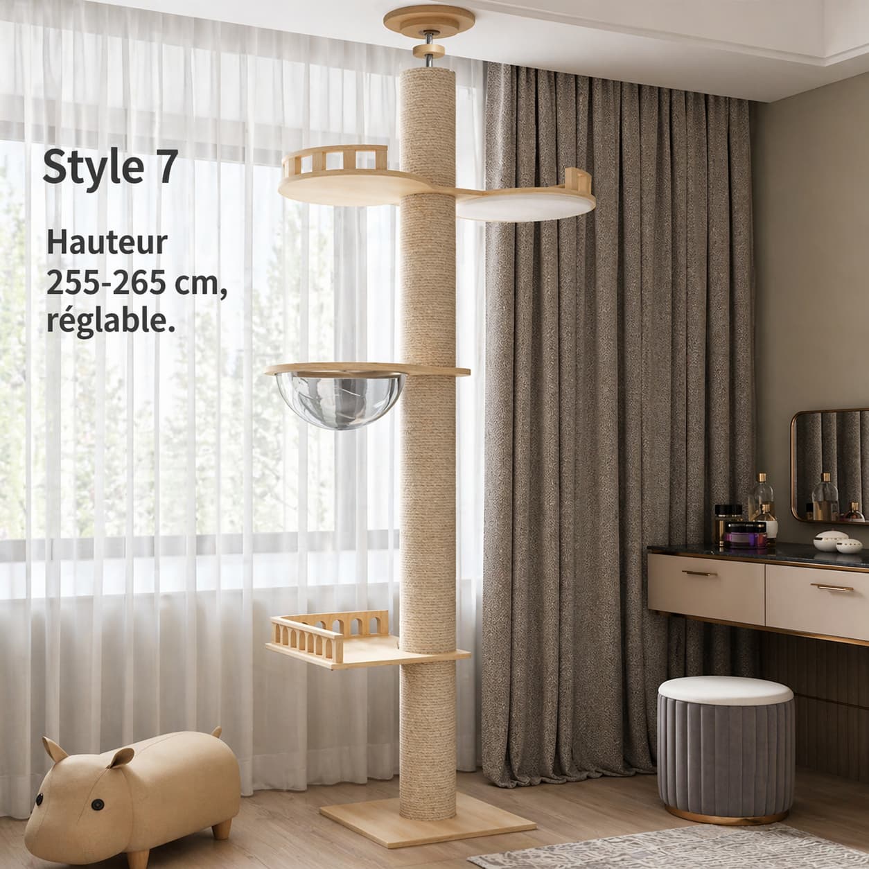 Arbre à chat XXL en bois | ajustable