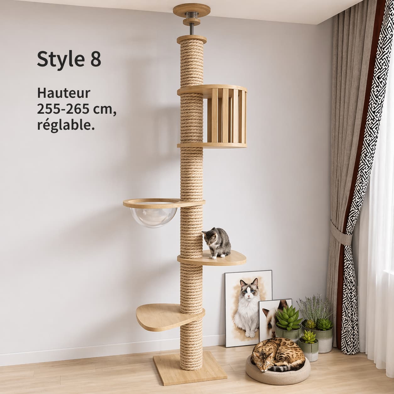Arbre à chat XXL en bois | ajustable