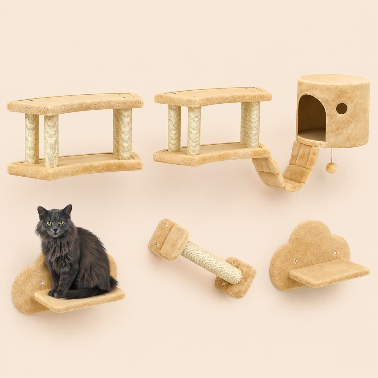 Arbre à chat mural | PawHut 5 Pièces