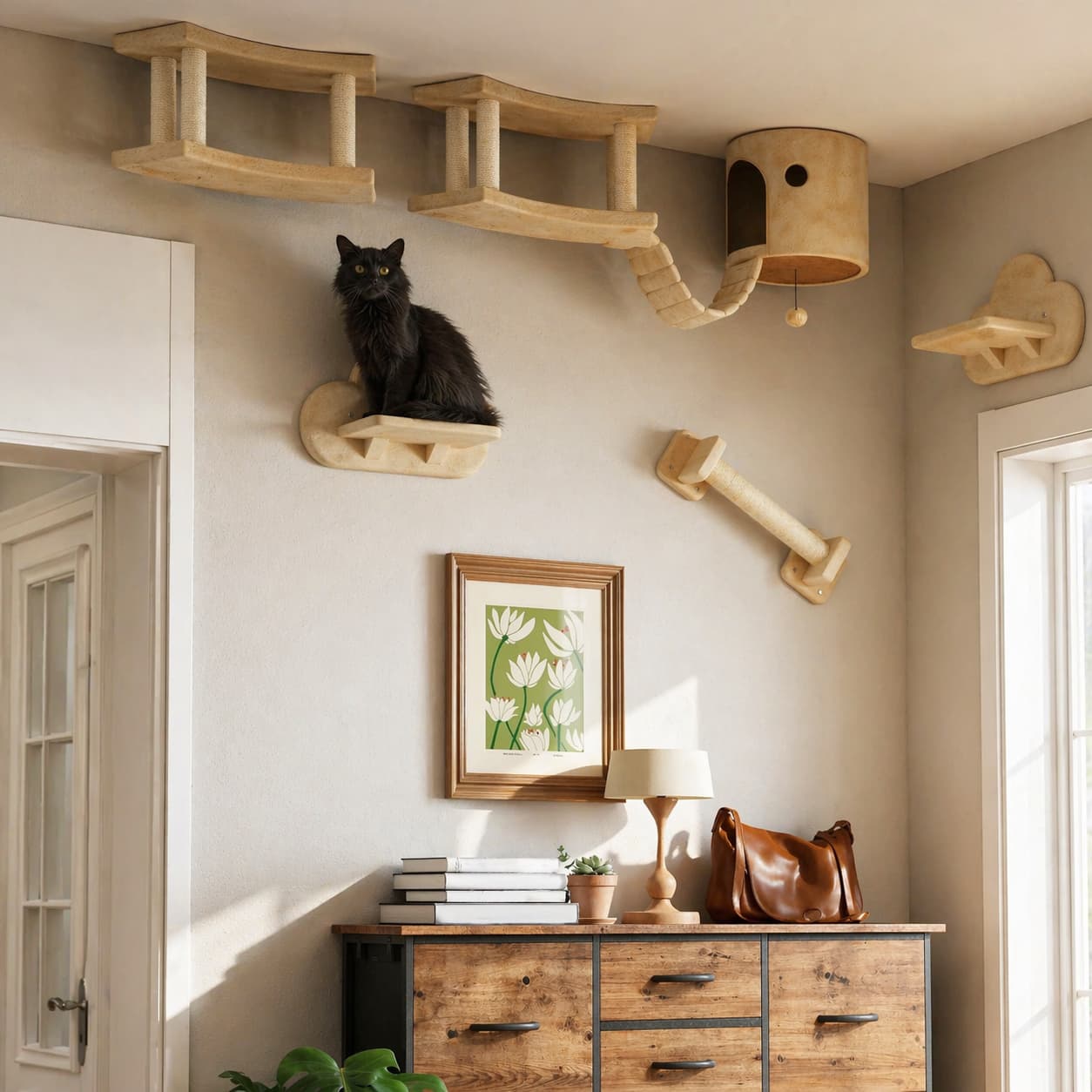 Arbre à chat mural | PawHut 5 Pièces