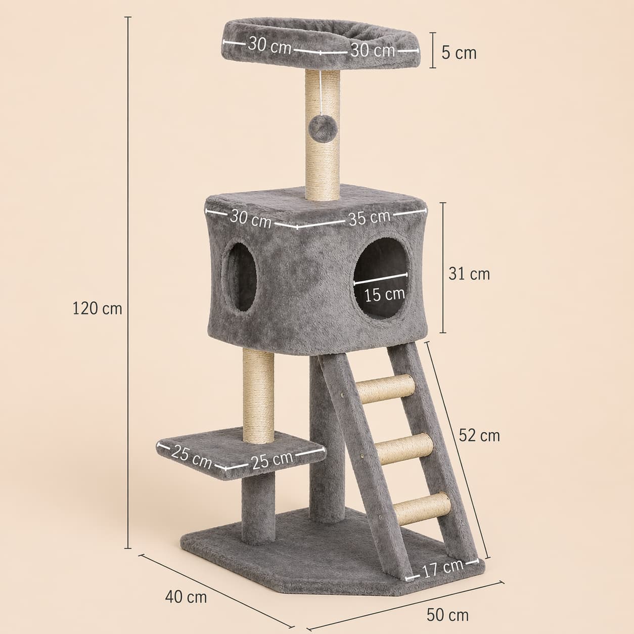Arbre à chat design | PawHut 120 cm