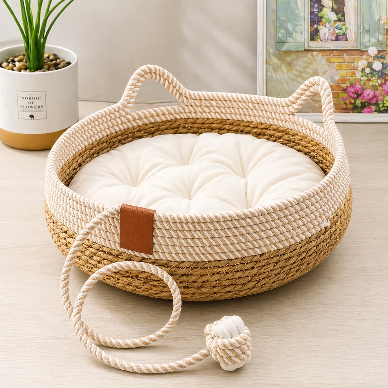 Panier en osier pour chat