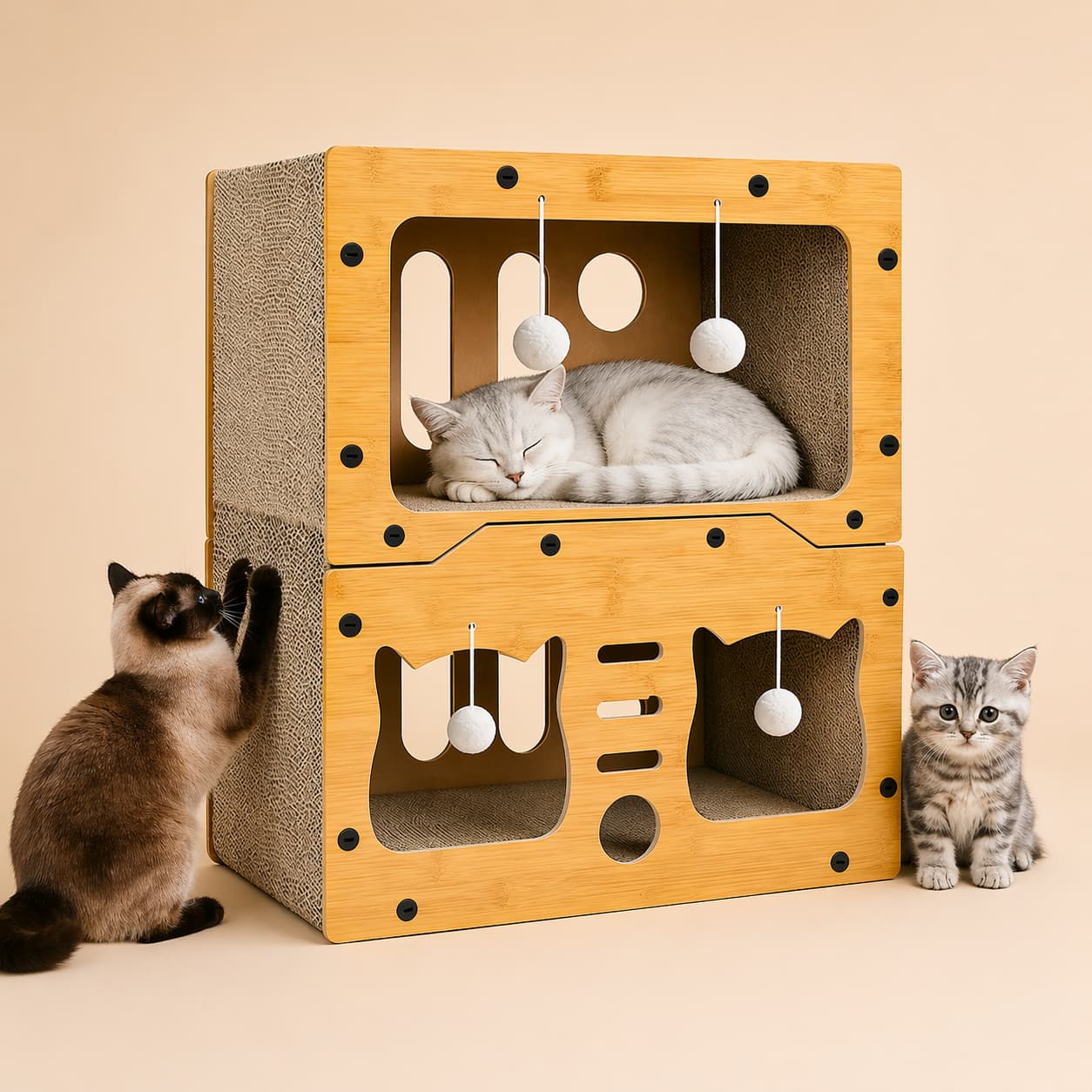 Griffoir pour chat | cabane en bois