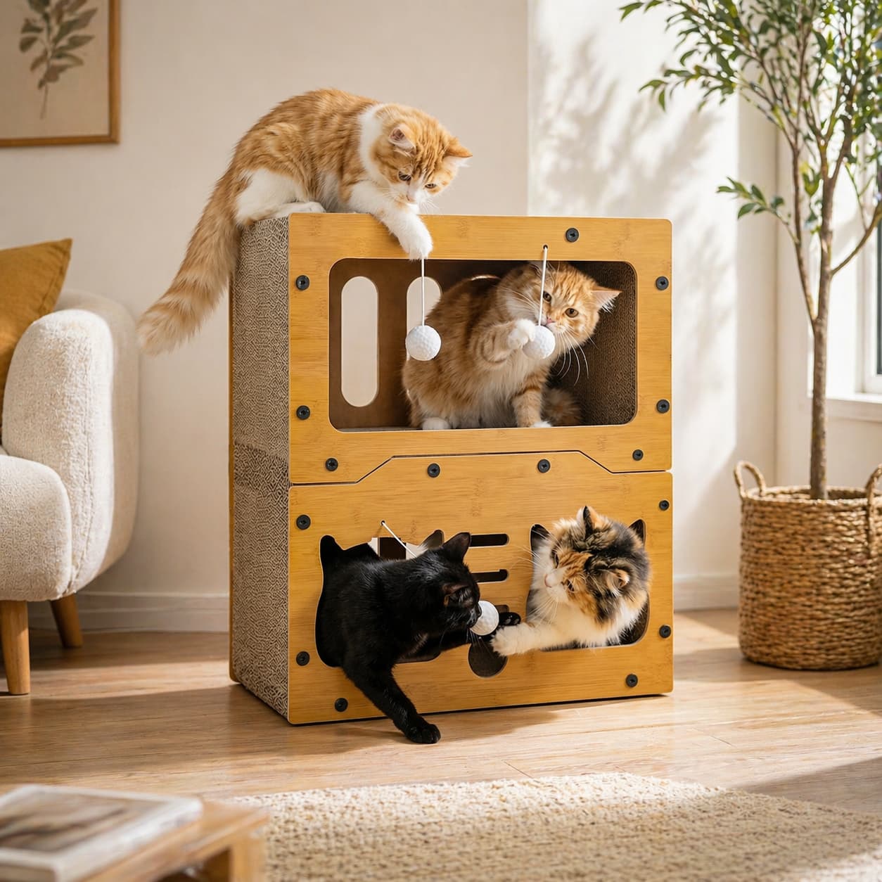 Griffoir pour chat | cabane en bois