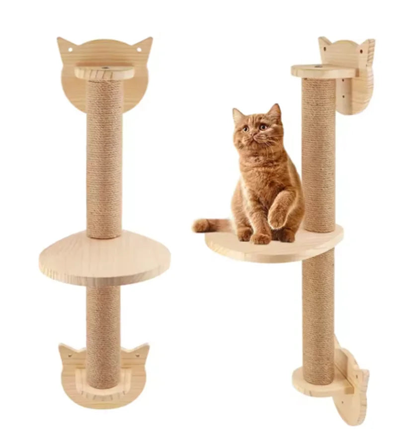 Arbre à chat mural en bois et griffoir